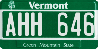 VT license plate AHH646