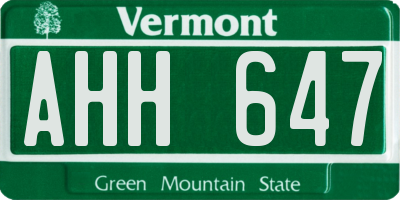 VT license plate AHH647