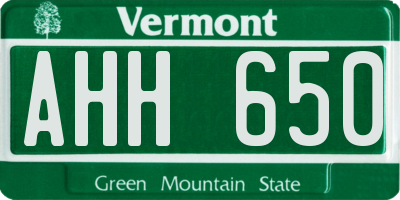 VT license plate AHH650