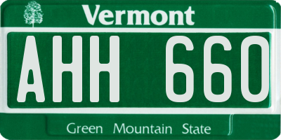 VT license plate AHH660
