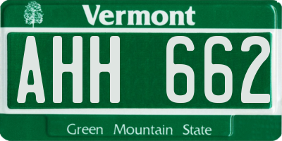 VT license plate AHH662
