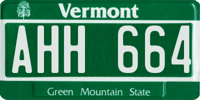 VT license plate AHH664