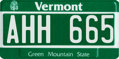 VT license plate AHH665