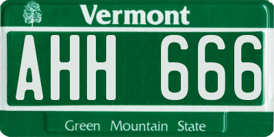 VT license plate AHH666