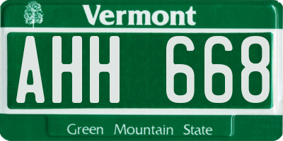 VT license plate AHH668