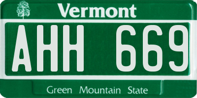 VT license plate AHH669