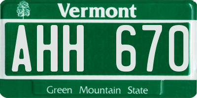 VT license plate AHH670