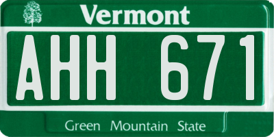 VT license plate AHH671