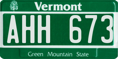 VT license plate AHH673