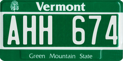 VT license plate AHH674