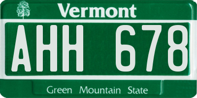 VT license plate AHH678