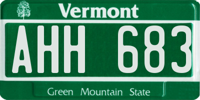 VT license plate AHH683