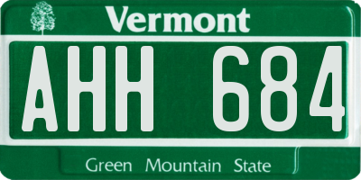 VT license plate AHH684
