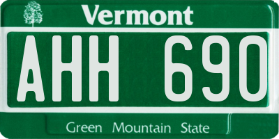 VT license plate AHH690