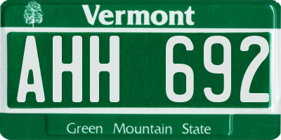 VT license plate AHH692