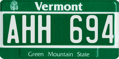 VT license plate AHH694