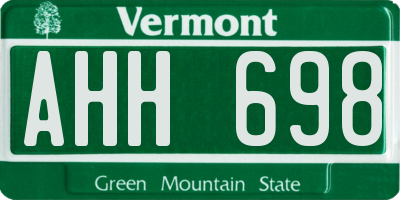VT license plate AHH698