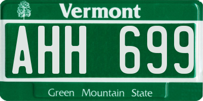VT license plate AHH699