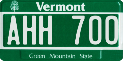 VT license plate AHH700