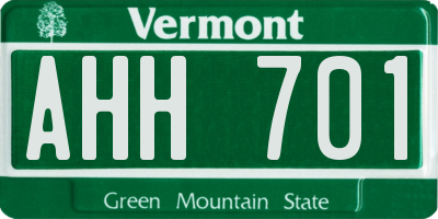 VT license plate AHH701