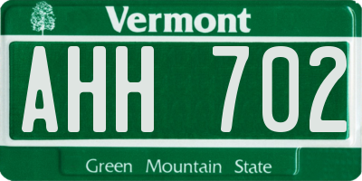VT license plate AHH702