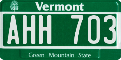 VT license plate AHH703