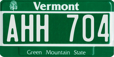 VT license plate AHH704