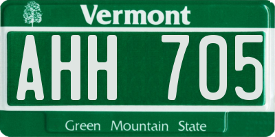 VT license plate AHH705