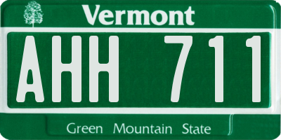 VT license plate AHH711