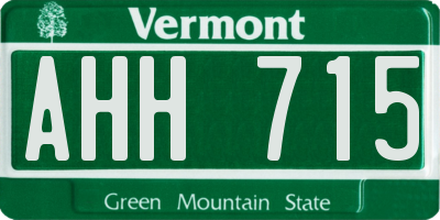 VT license plate AHH715