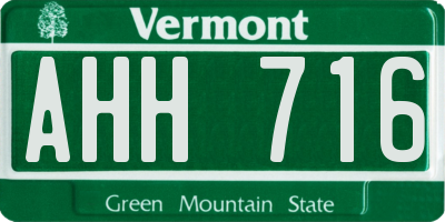VT license plate AHH716