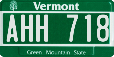 VT license plate AHH718