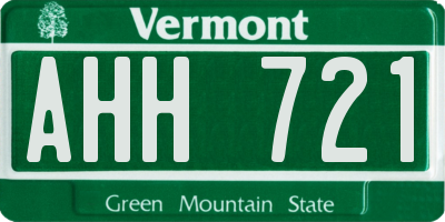 VT license plate AHH721