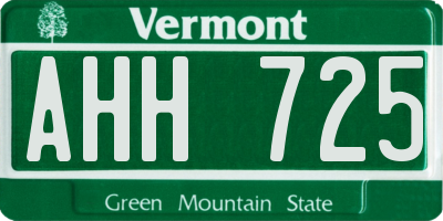 VT license plate AHH725