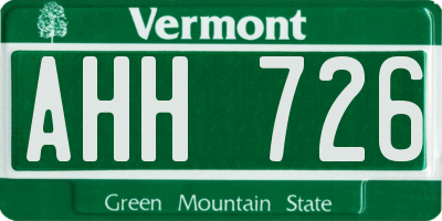 VT license plate AHH726