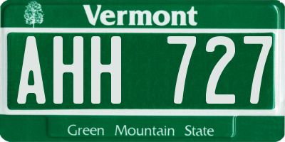 VT license plate AHH727