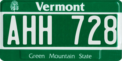 VT license plate AHH728