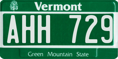 VT license plate AHH729