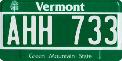 VT license plate AHH733