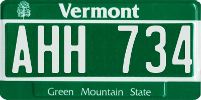 VT license plate AHH734
