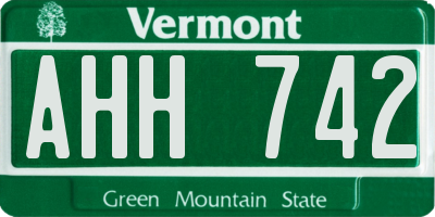 VT license plate AHH742