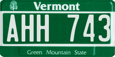 VT license plate AHH743