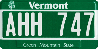 VT license plate AHH747