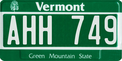VT license plate AHH749