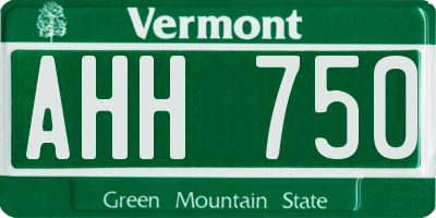 VT license plate AHH750