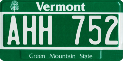VT license plate AHH752