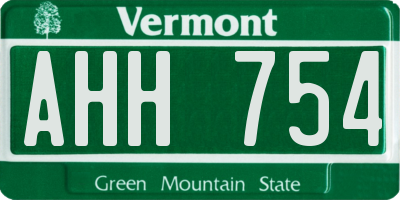 VT license plate AHH754
