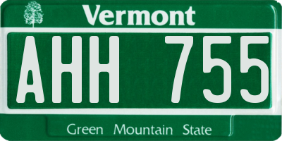 VT license plate AHH755