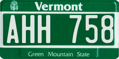VT license plate AHH758