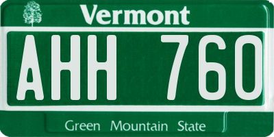 VT license plate AHH760